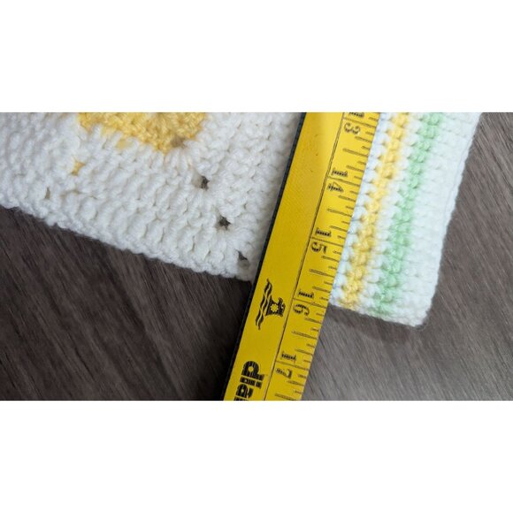 Handmade Crochet Baby Blanket Pastel Squares White  Color Accents  32.5 c 32 - Picture 8 of 8